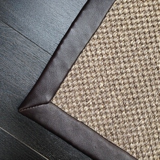 Granite Rustic Sisal with Leather Border